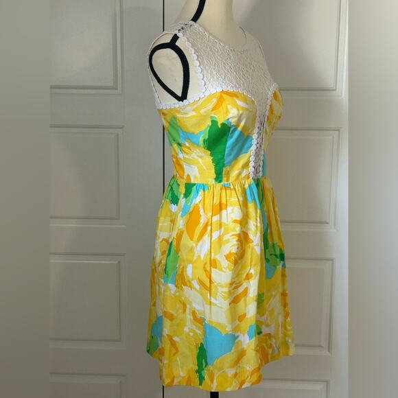 Lilly Pulitzer vintage first impressions floral Lace yellow white mini dress 0 - Picture 5 of 12